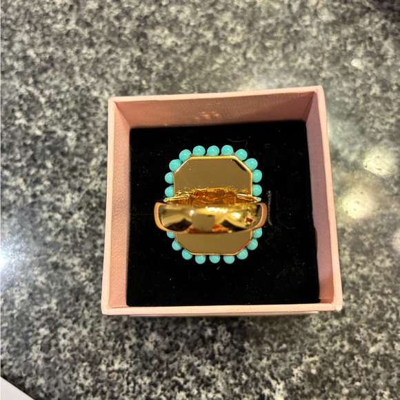 Kurt Geiger Gold and Turquoise Ring, size 6-6.5. - Picture 10 of 11